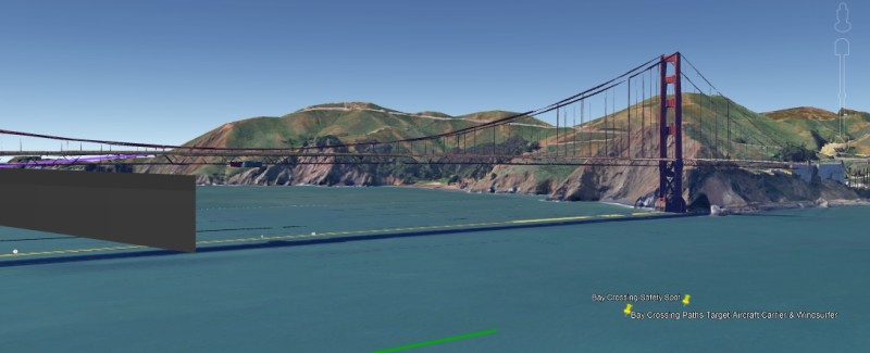 Decision PointGreen Path is me on Windsurfer Looming Grey-Black is Oncoming Aircraft Carrier