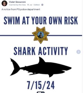 Pacific Grove Police Warning about Shark Danger